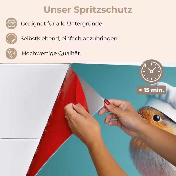 Roodborstje - Vogel - Koksmuts - Sokkel keuken achterwand spatscherm klein -spatscherm_DE