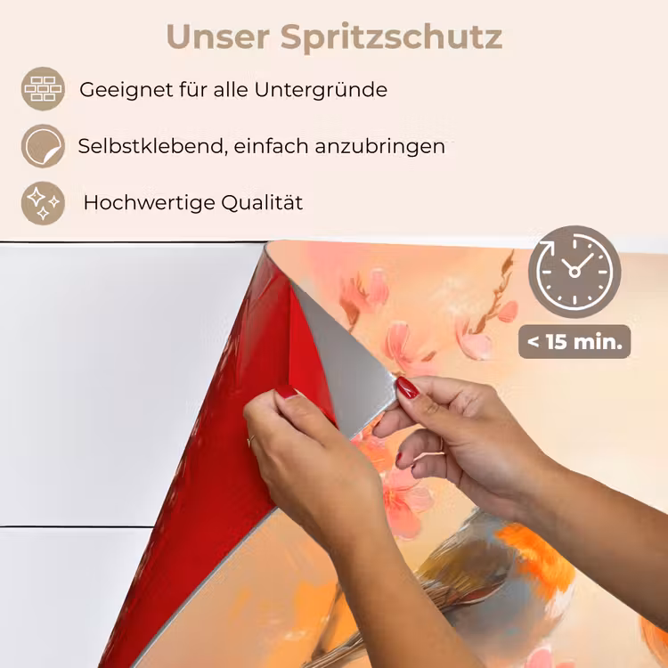 Roodborstjes - Sierlijk - Bloesemtak keuken achterwand spatscherm klein -spatscherm_DE