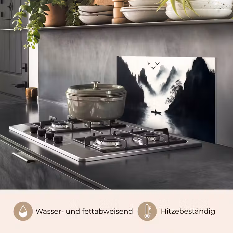 Roeiboot - Mistig - Bergen - Vogels keuken achterwand spatscherm klein -usp_DE