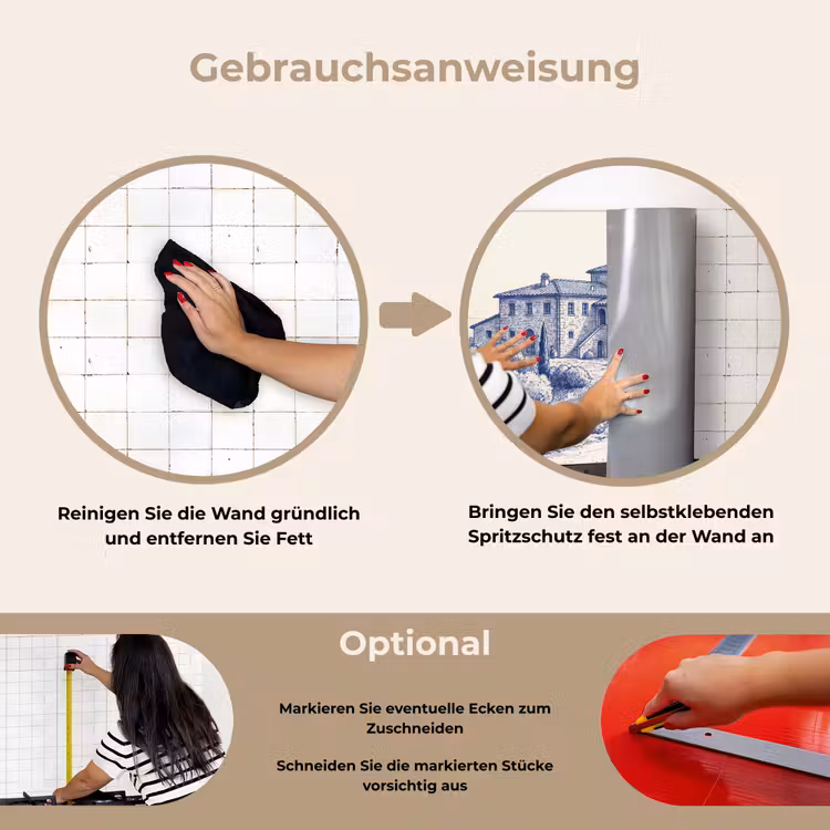 Rustiek - Landgoed - Blauw keuken achterwand spatscherm klein -gebruiksaanwijzing_DE