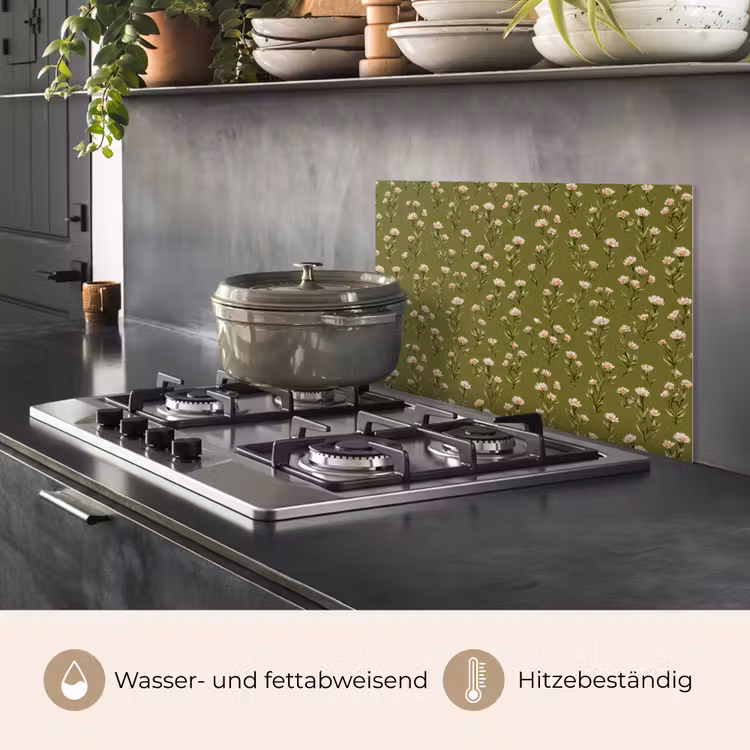 Landelijk - Bloemen - Groen keuken achterwand spatscherm klein 900 -usp_DE