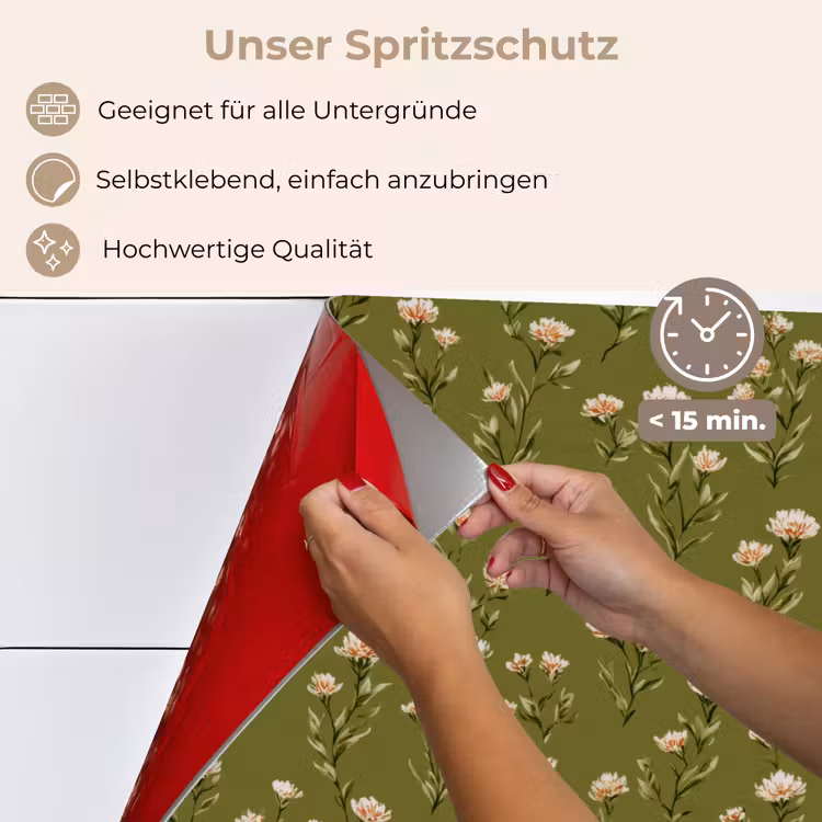 Landelijk - Bloemen - Groen keuken achterwand spatscherm klein 900 -spatscherm_DE