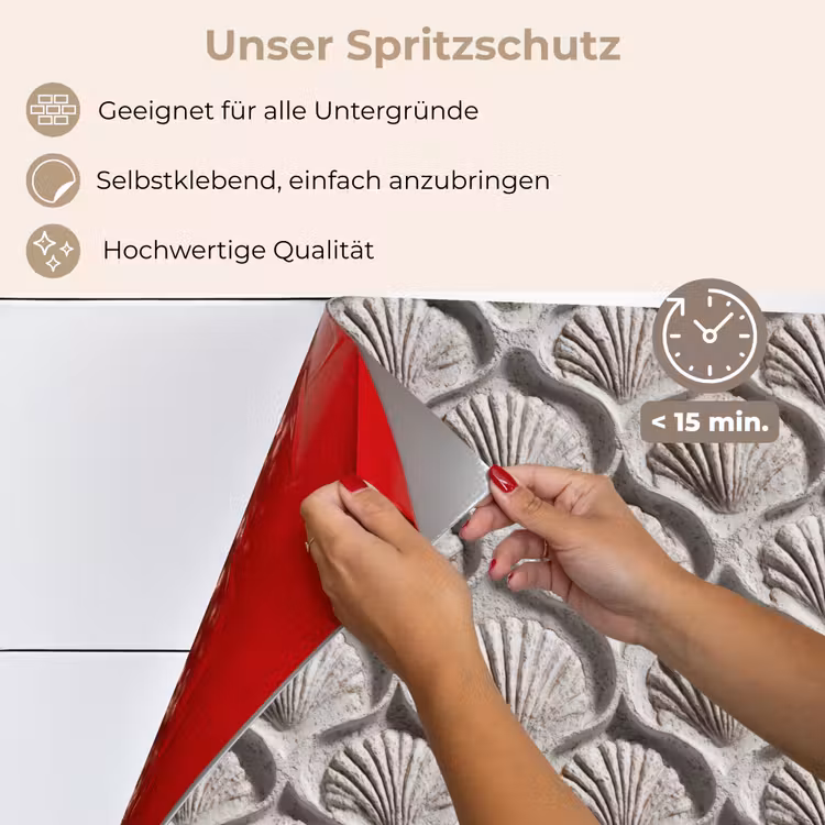Zand - Schelpenvorm - Grijs keuken achterwand spatscherm klein 900 -spatscherm_DE
