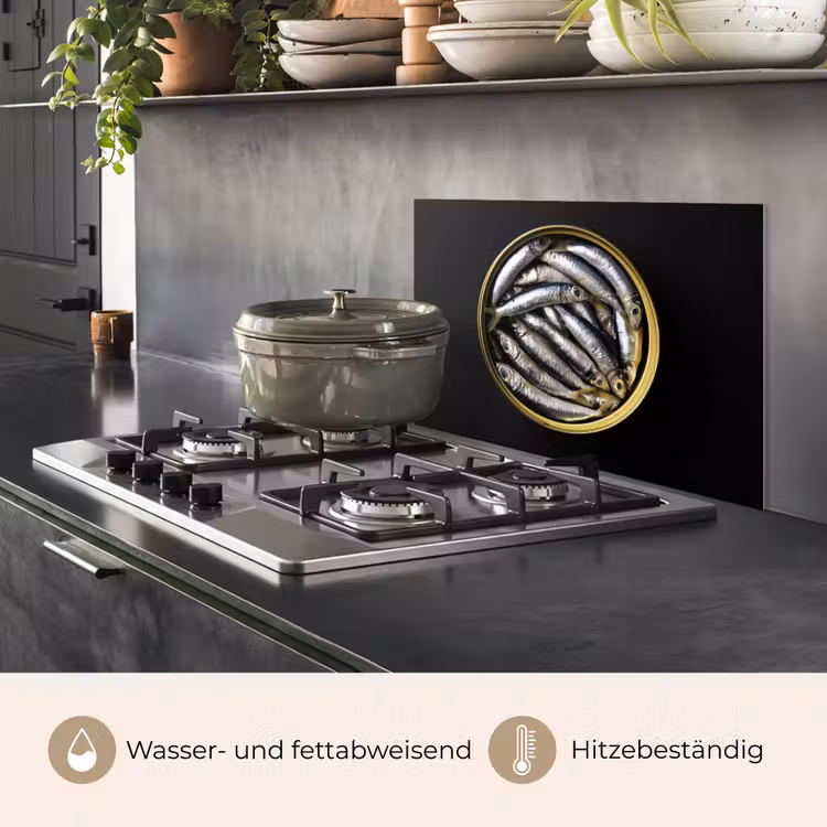 Sardines - Vissen - Rond - Zwart keuken achterwand spatscherm klein -usp_DE
