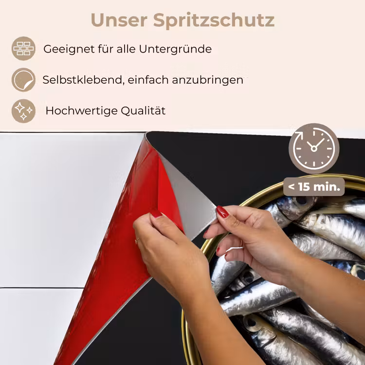 Sardines - Vissen - Rond - Zwart keuken achterwand spatscherm klein -spatscherm_DE