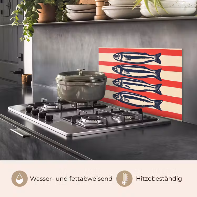Sardines - Rood en beige strepen keuken achterwand spatscherm klein -usp_DE