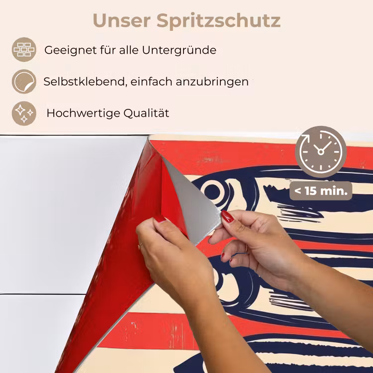Sardines - Rood en beige strepen keuken achterwand spatscherm klein -spatscherm_DE