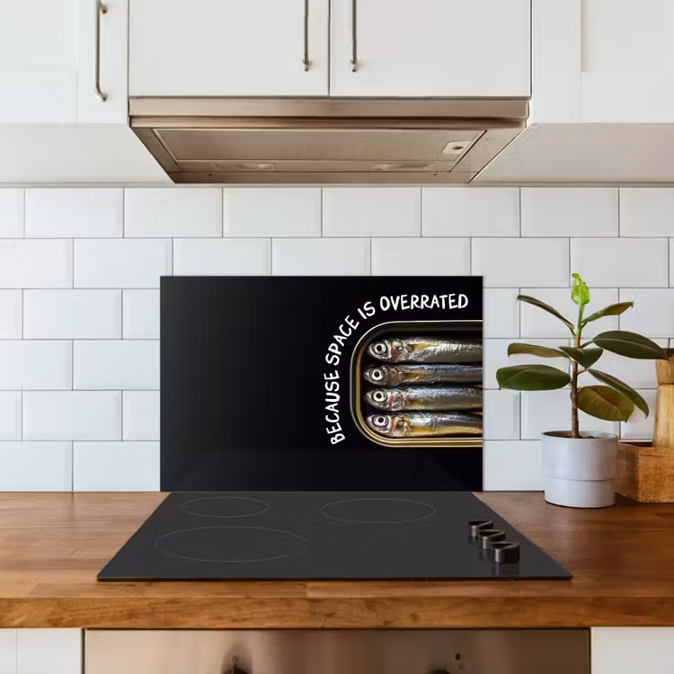 Sardines - Tekst - Vis - Blik keuken achterwand spatscherm klein -sfeer2