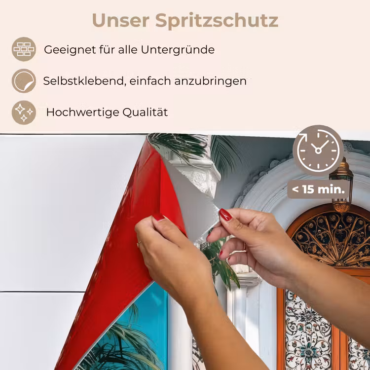 Zuilen - Sierlijke - Deur - Blauw keuken achterwand spatscherm klein -spatscherm_DE