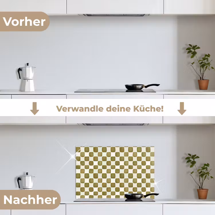 Schaak - Patroon - Groen keuken achterwand spatscherm klein 900 -voor_na_DE