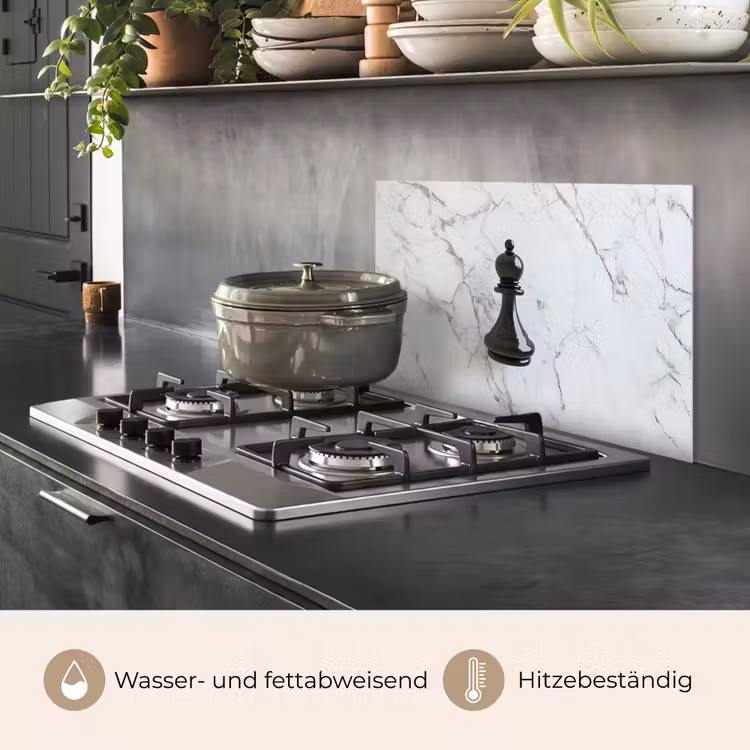 Schaakstuk - Loper - Zwart - Marmer keuken achterwand spatscherm klein -usp_DE
