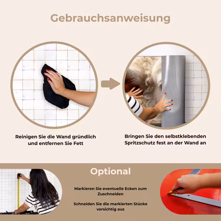Schaap - Oog - Wit keuken achterwand spatscherm klein -gebruiksaanwijzing_DE