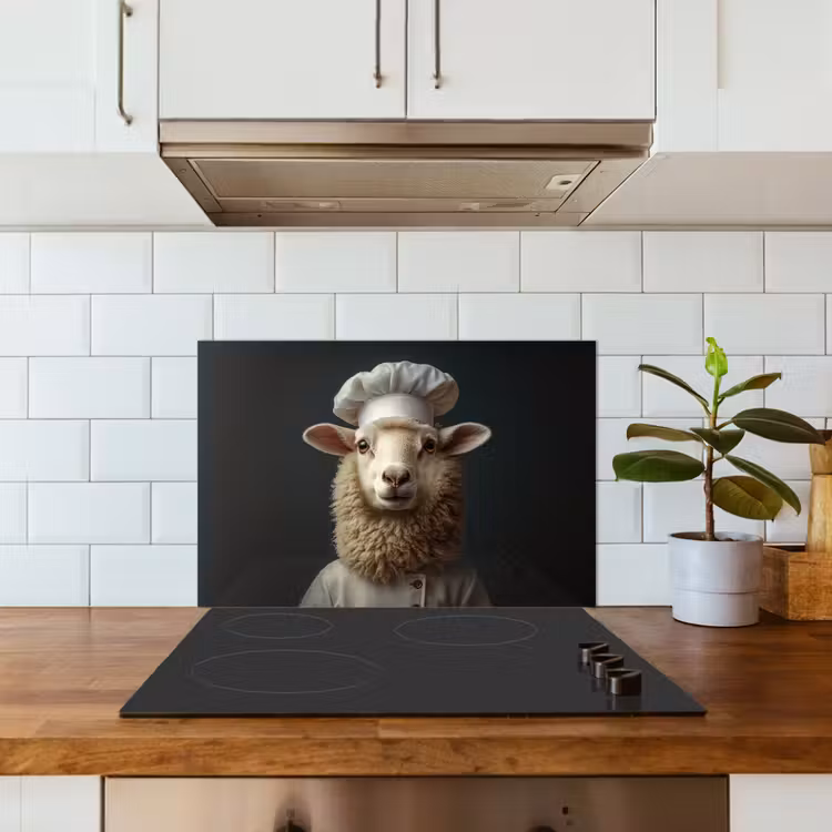 Schaap - Wol - Kok keuken achterwand spatscherm klein -sfeer2