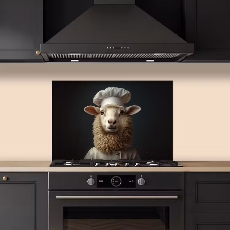 Schaap - Wol - Kok keuken achterwand spatscherm klein -sfeer1