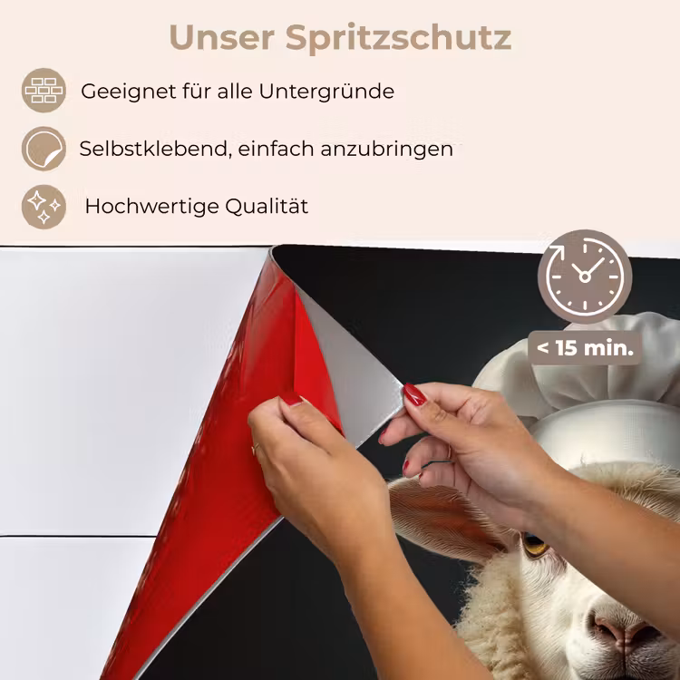 Schaap - Wol - Kok keuken achterwand spatscherm klein -spatscherm_DE