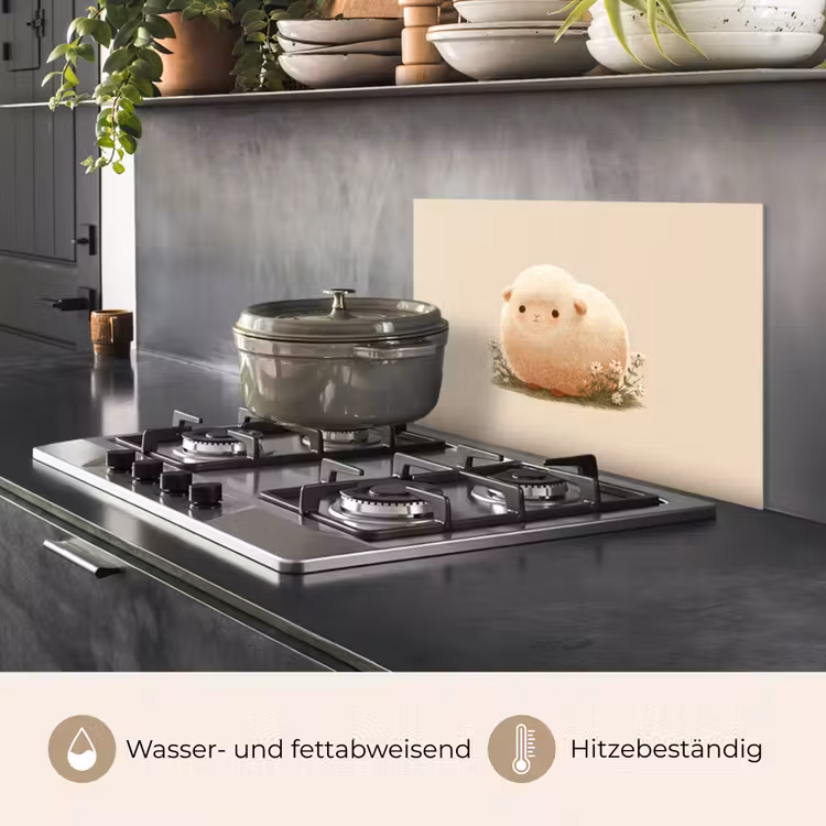 Schaap - Beige - Bloemen keuken achterwand spatscherm klein -usp_DE