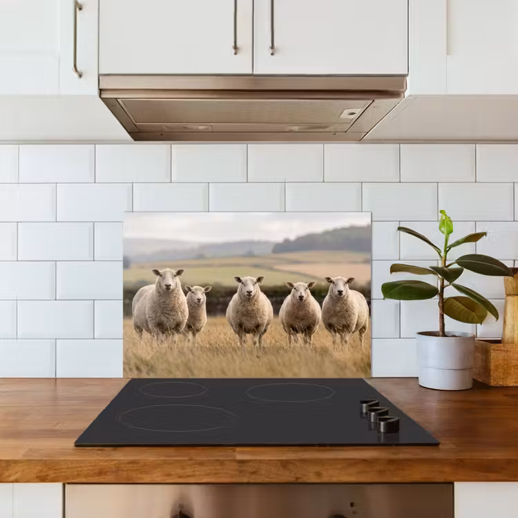 Schapen - Weidenlandschap - Heuvels keuken achterwand spatscherm klein -sfeer2