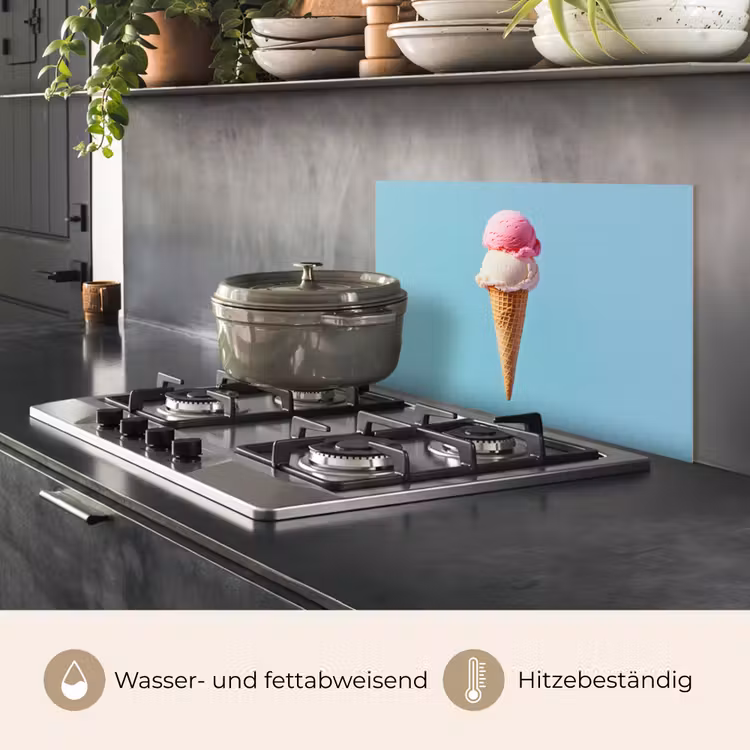 Bolletjes - Schepijs - Hoorntje - Blauw keuken achterwand spatscherm klein -usp_DE