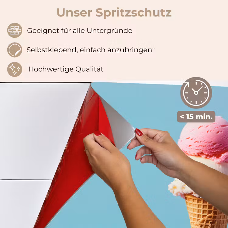 Bolletjes - Schepijs - Hoorntje - Blauw keuken achterwand spatscherm klein -spatscherm_DE