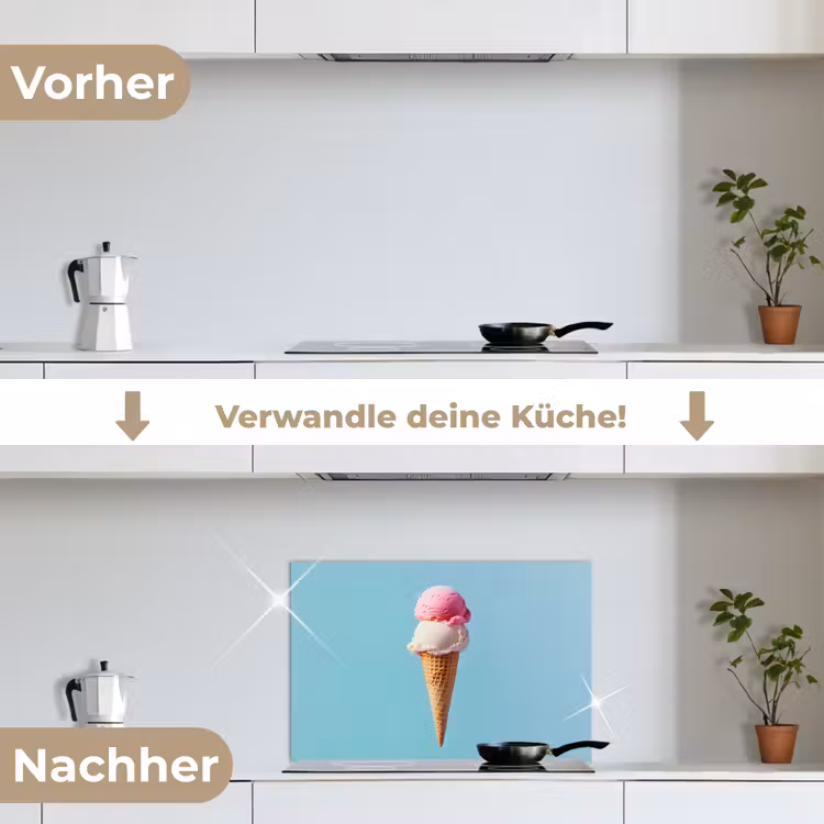 Bolletjes - Schepijs - Hoorntje - Blauw keuken achterwand spatscherm klein -voor_na_DE