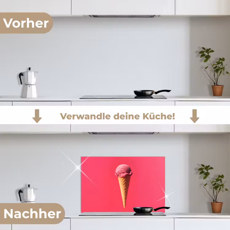 Schepijs - Roze - Hoorntje keuken achterwand spatscherm klein -voor_na_DE