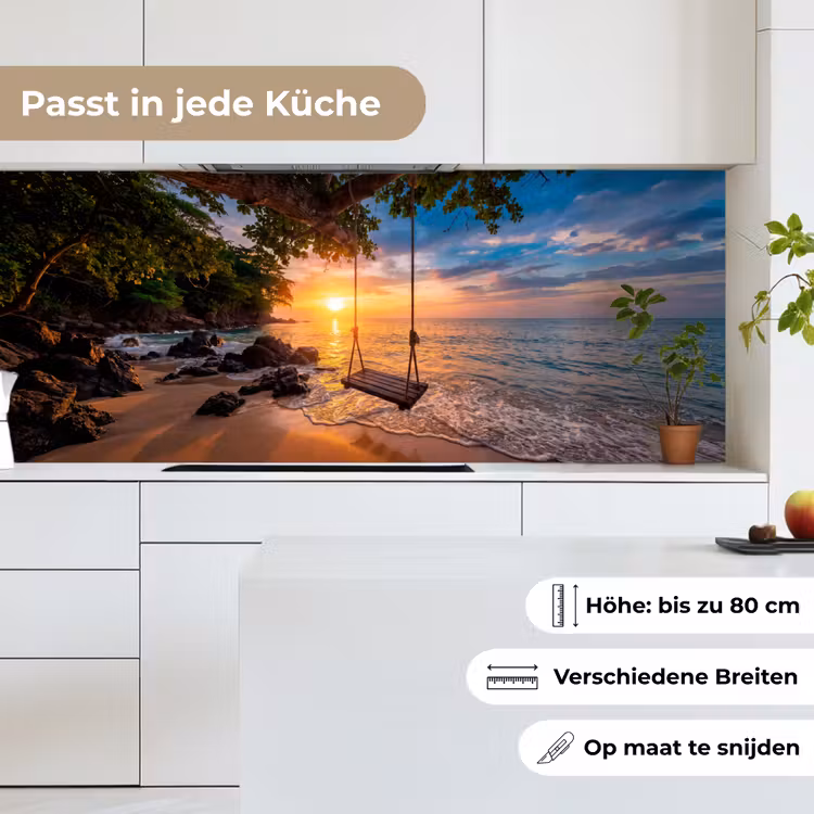 Schommel - Strand - Zonsondergang - Natuur - Oranje keuken achterwand 2 middel -sfeer4_DE