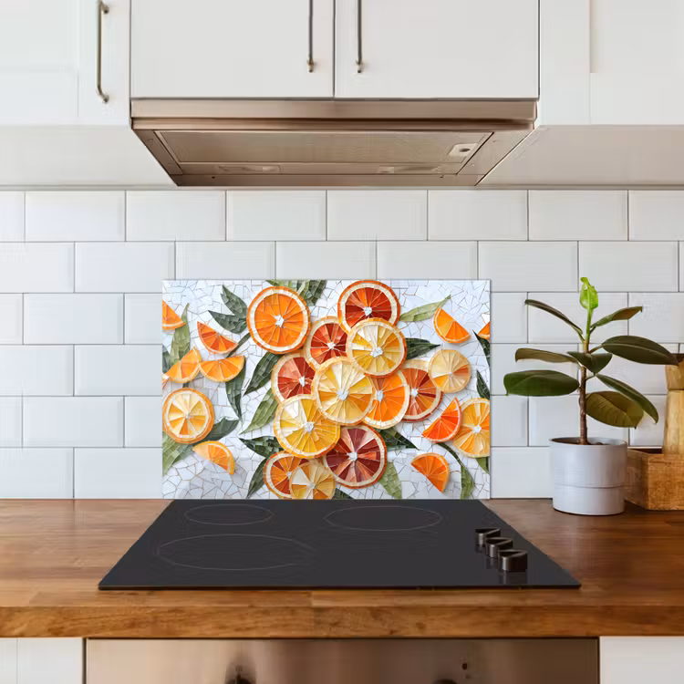 Schijfjes - Fruit - Oranje - Mozaïek keuken achterwand spatscherm klein -sfeer2