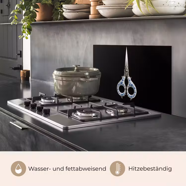 Schaar - Delfts blauw - Zwart keuken achterwand spatscherm klein -usp_DE