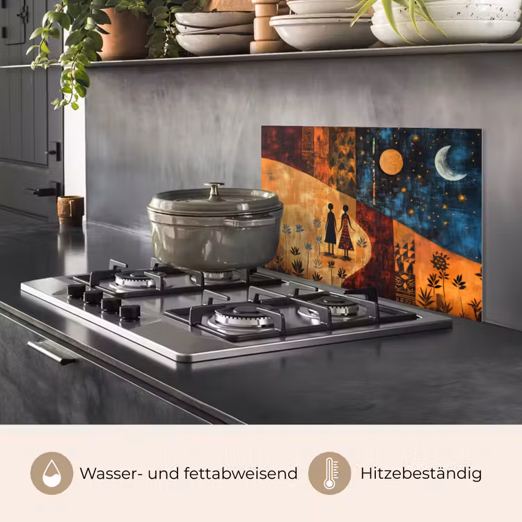 Silhouetten - Abstract - Zon - Maan keuken achterwand spatscherm klein -usp_DE