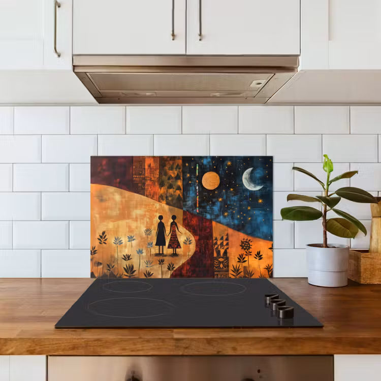 Silhouetten - Abstract - Zon - Maan keuken achterwand spatscherm klein -sfeer2