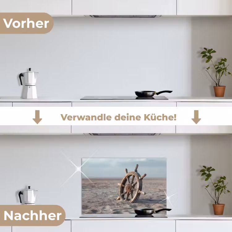 Scheepsstuur - Hout - Bruin - Zand keuken achterwand spatscherm klein -voor_na_DE