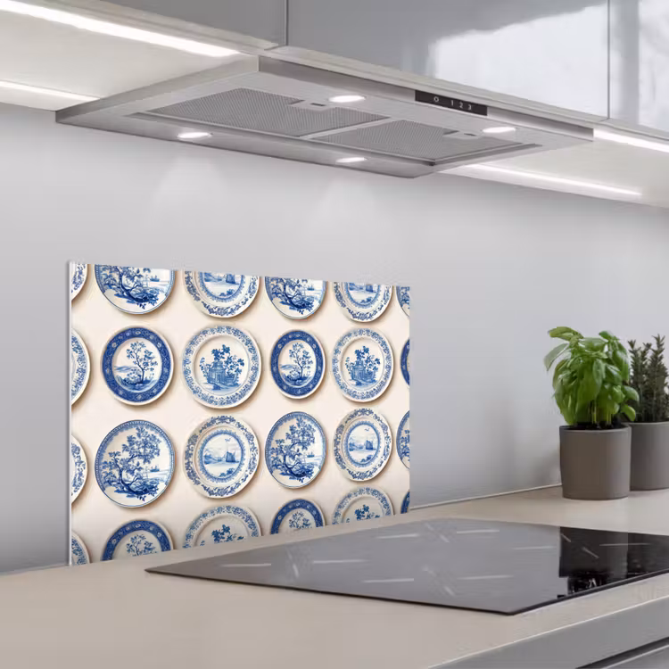 Borden - Bomen - Planten - Blauw keuken achterwand spatscherm klein 900 -3d_schuin