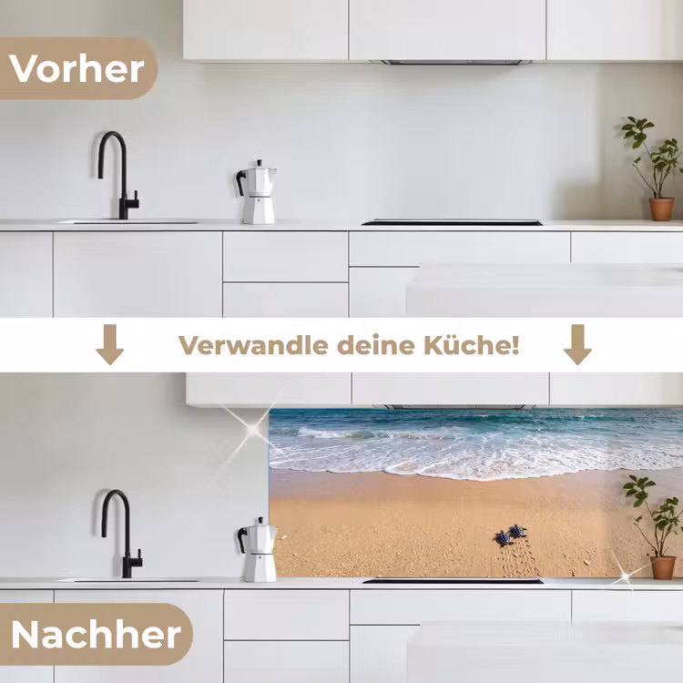 Schildpad - Jong - Strand - Oceaan - Blauw keuken achterwand 2 middel -voor-na_DE