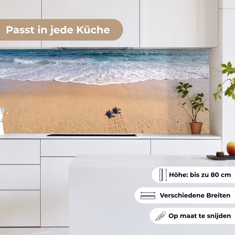 Schildpad - Jong - Strand - Oceaan - Blauw keuken achterwand 2 middel -sfeer4_DE