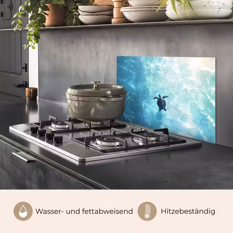Schildpad - Zee - Blauw - Schittering keuken achterwand spatscherm klein -usp_DE