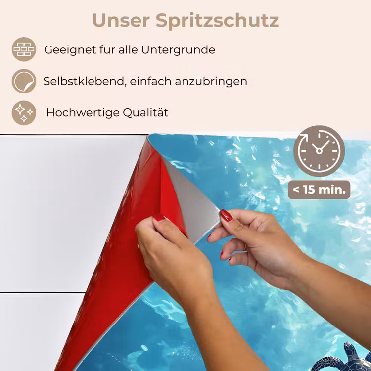 Schildpad - Zee - Blauw - Schittering keuken achterwand spatscherm klein -spatscherm_DE
