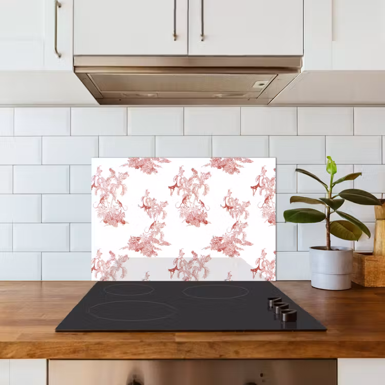 Chimpansee - Beplanting - Rood keuken achterwand spatscherm klein 900 -sfeer2