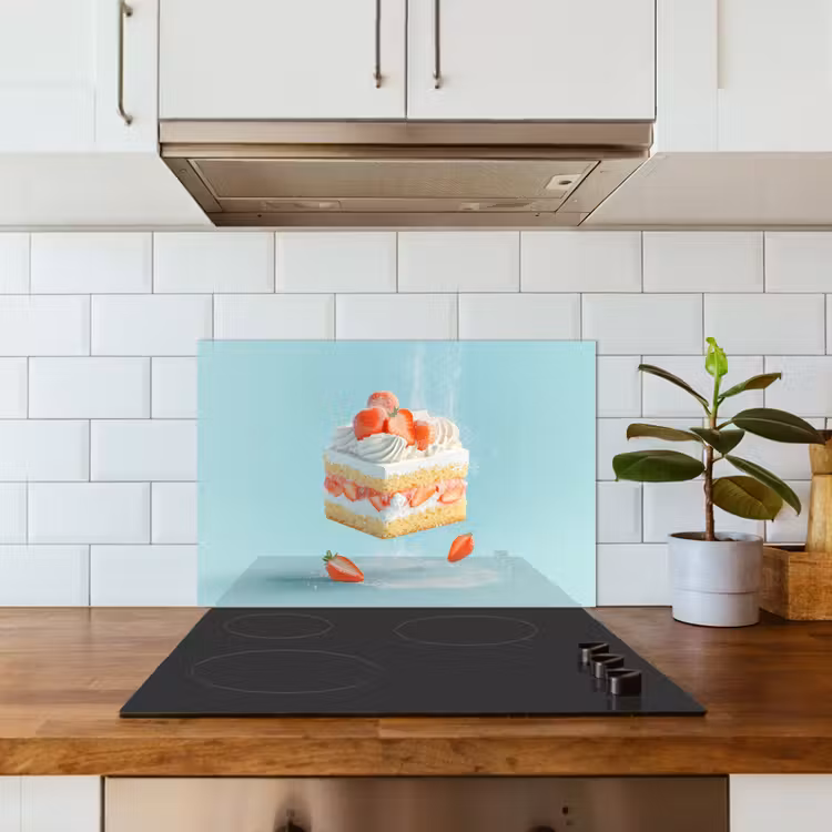 Slagroom - Taart - Blauw - Eten keuken achterwand spatscherm klein -sfeer2