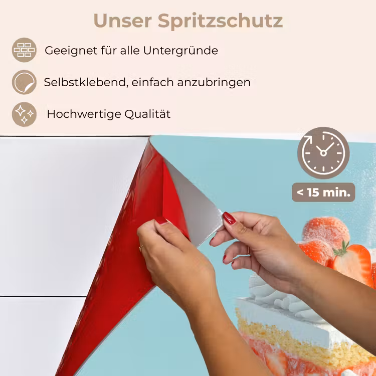 Slagroom - Taart - Blauw - Eten keuken achterwand spatscherm klein -spatscherm_DE