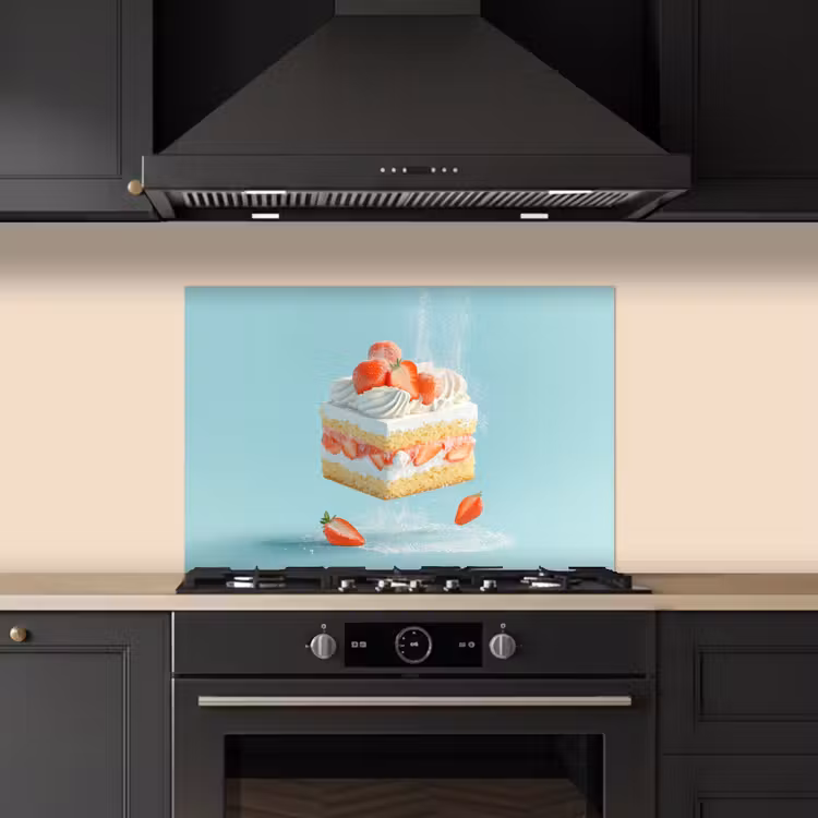 Slagroom - Taart - Blauw - Eten keuken achterwand spatscherm klein -sfeer1
