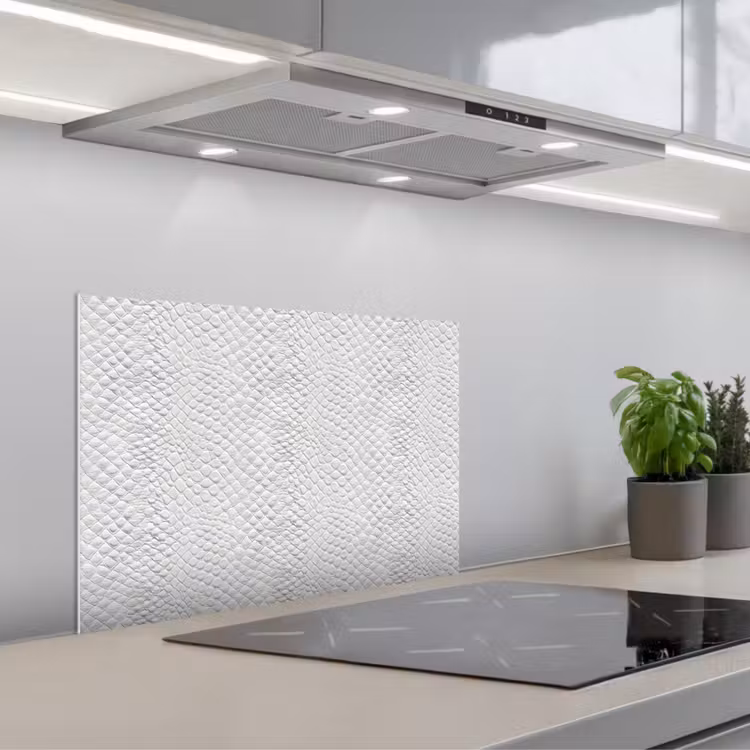Slang - Patroon - Wit keuken achterwand spatscherm klein 900 -3d_schuin