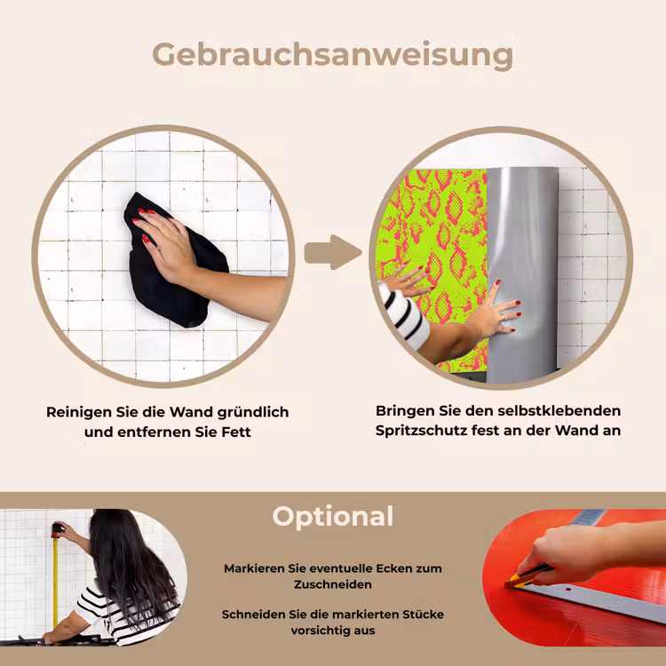 Slang - Neon - Groen - Roze keuken achterwand spatscherm klein 900 -gebruiksaanwijzing_DE