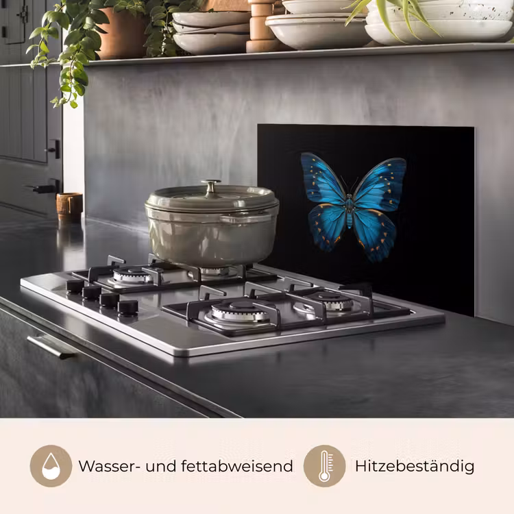 Vlinder - Blauw - Contrast keuken achterwand spatscherm klein -usp_DE