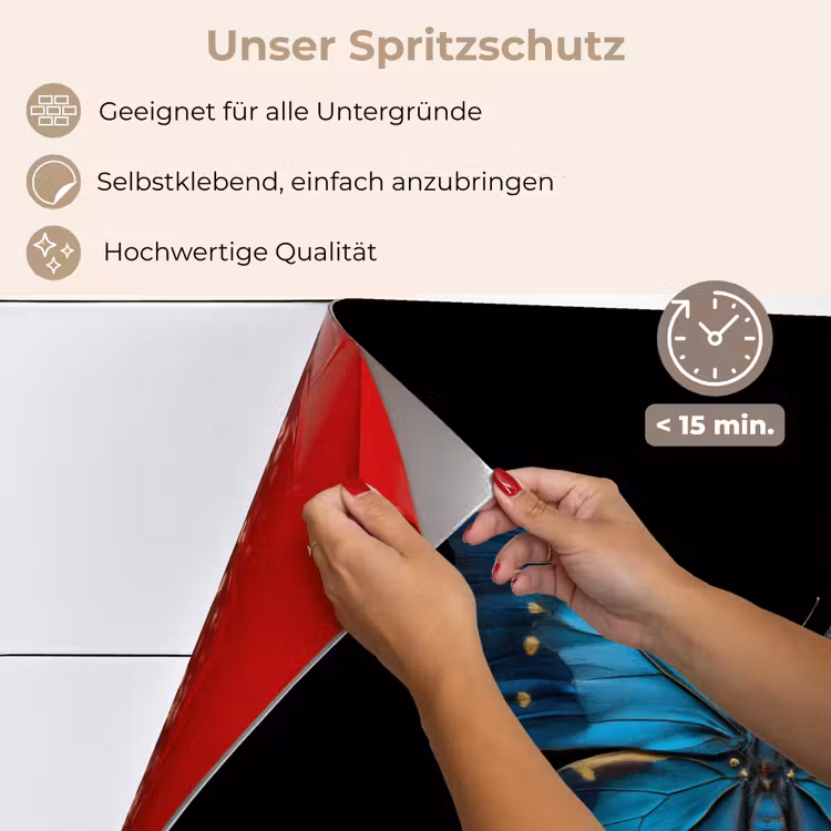 Vlinder - Blauw - Contrast keuken achterwand spatscherm klein -spatscherm_DE