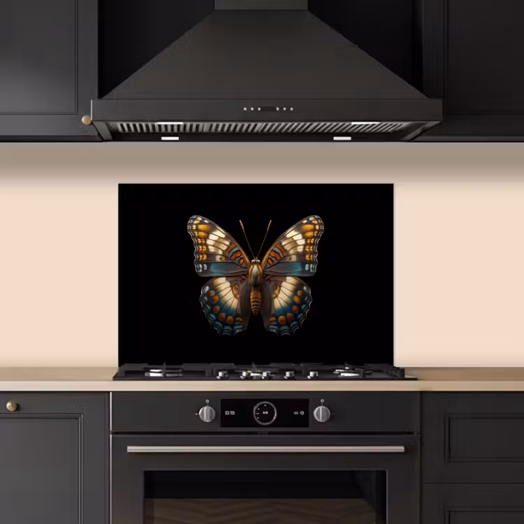 Vlinder - Kleurrijk - mozaïekachtig keuken achterwand spatscherm klein -sfeer1