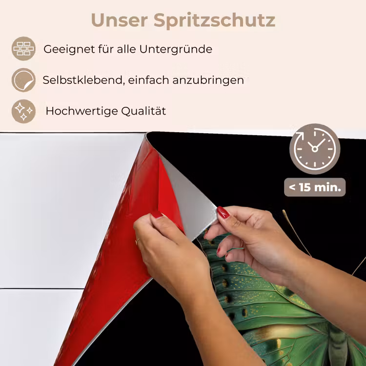Vlinder - Groen - Diepte keuken achterwand spatscherm klein -spatscherm_DE
