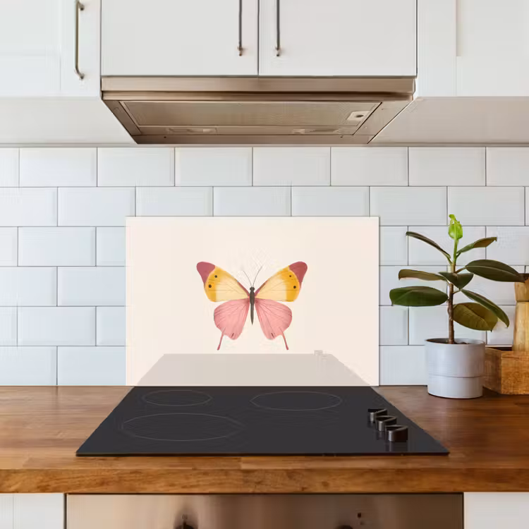 Vlinder - Illustratie - Roze keuken achterwand spatscherm klein -sfeer2