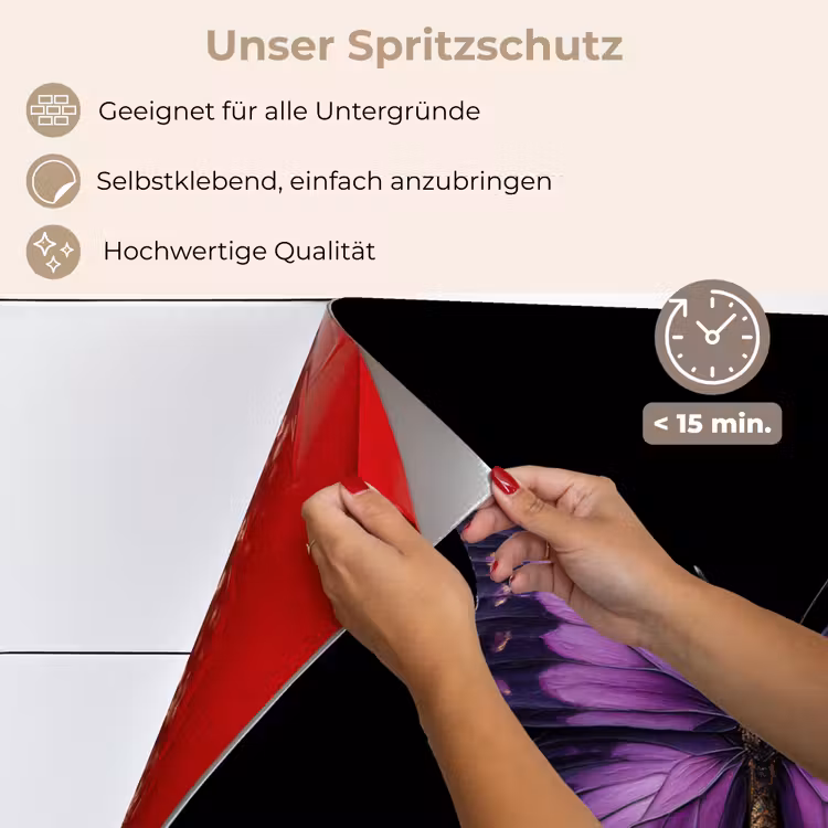 Vlinder - Paars - Levendig keuken achterwand spatscherm klein -spatscherm_DE
