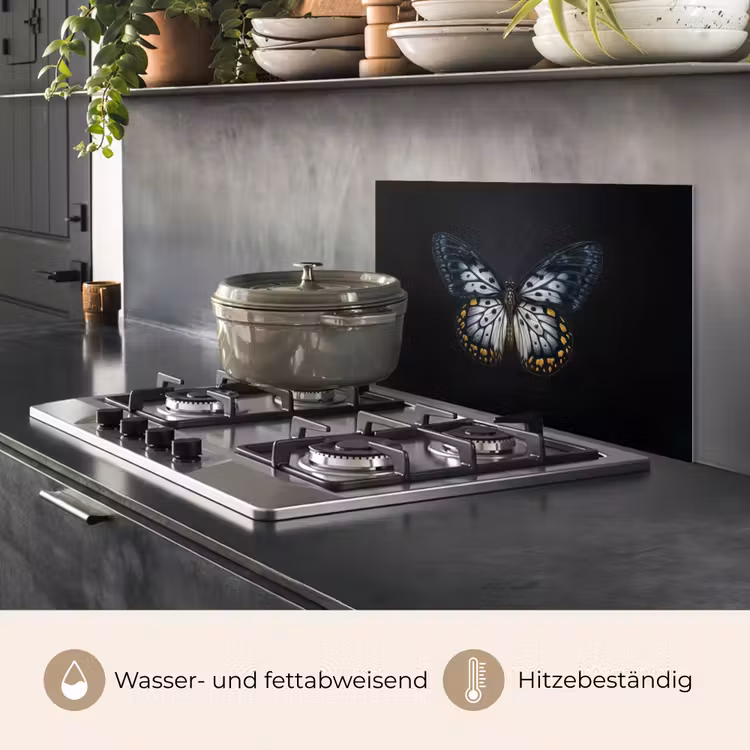 Vlinder - Monochroom - Balans keuken achterwand spatscherm klein -usp_DE