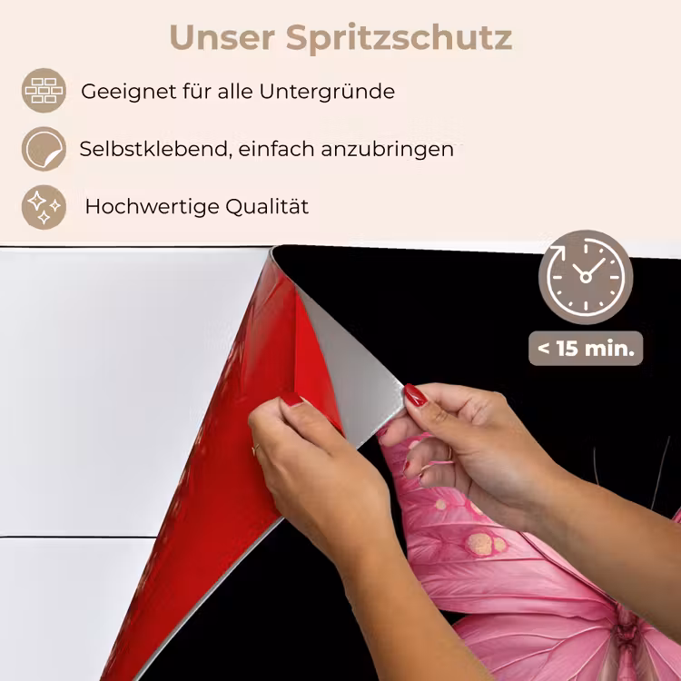Vlinder - roze - Elegant keuken achterwand spatscherm klein -spatscherm_DE